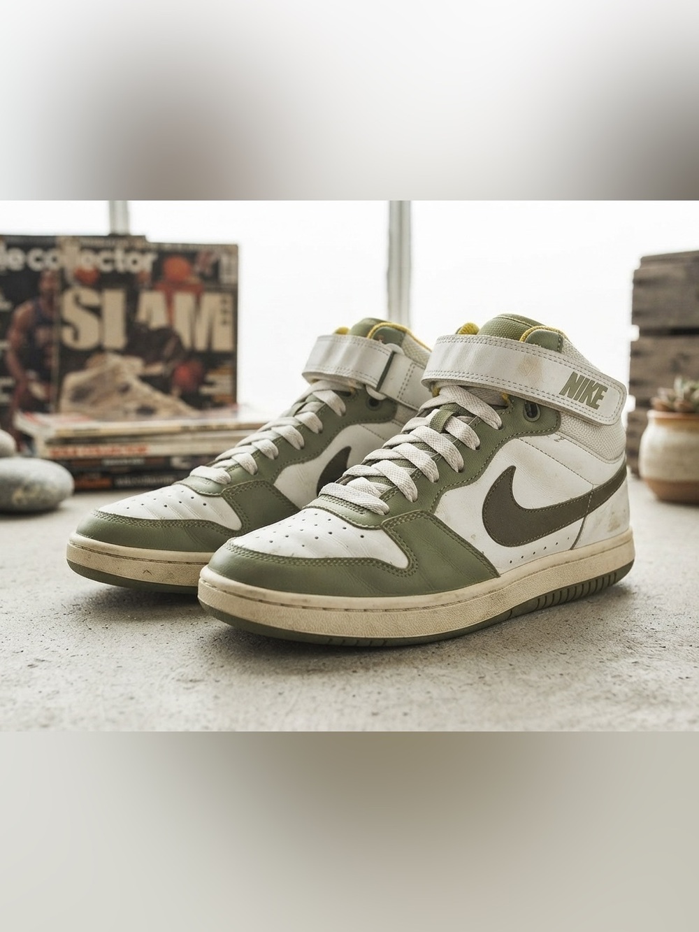 Nike Mid-Top Sneakers in Olive Green, White and Yellow